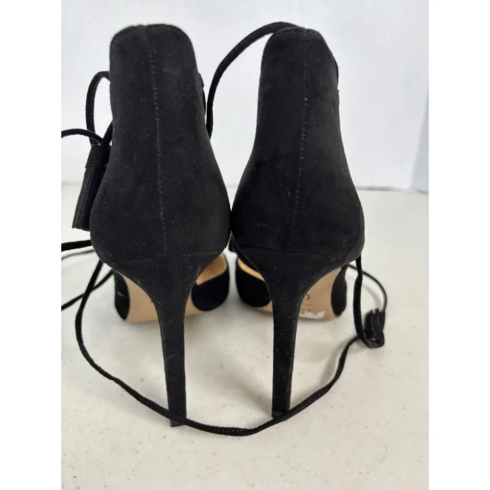 Jessica Simpson Womens Black Lace Up Tassel Ghillie Pointed Toe Stiletto Heels 7